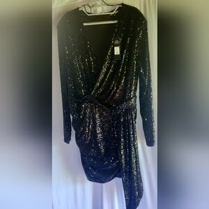 Fashion Nova Black Sequin Long Sleeve Dress